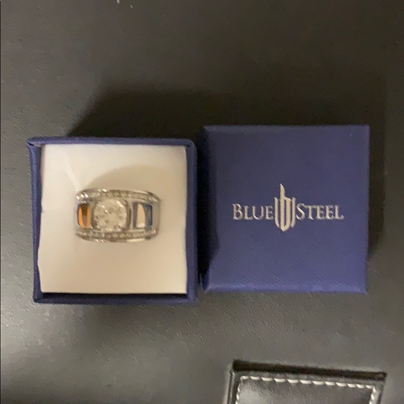 Men’s Blue Steel CZ ring - Picture 3 of 4